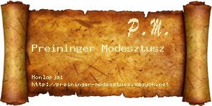 Preininger Modesztusz névjegykártya